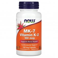 NOW Foods, MK-7, витамин K2, 100 мкг, 120 вегетарианских капсул NOW Foods, MK-7, витамин K2, 100 мкг, 120 вегетарианских капсул